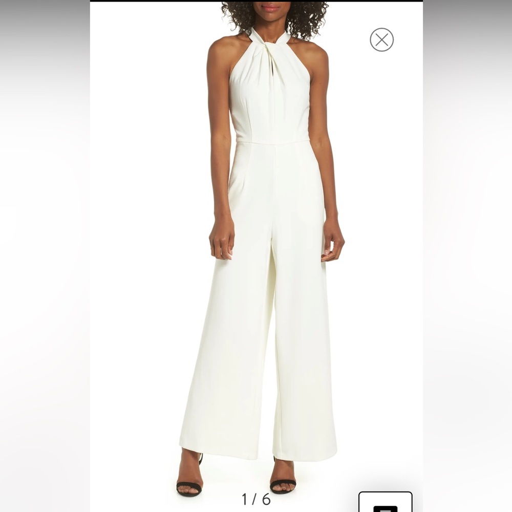 White bridal event jumpsuit